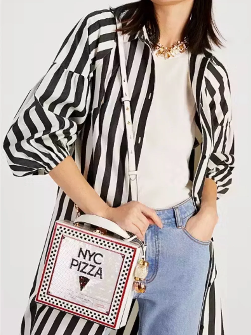 NWT Kate Spade Slice 3D Pizza Box Top Handle Crossbody Bag KB299 MSRP $498